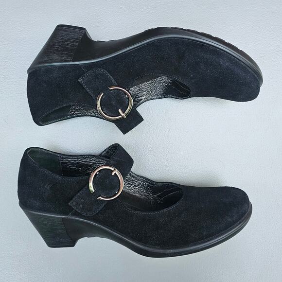 Black MaryJane Pumps Romika Size EU 41 US 10-10.5 Suede Leather Sport Wedge Heel - Picture 13 of 14